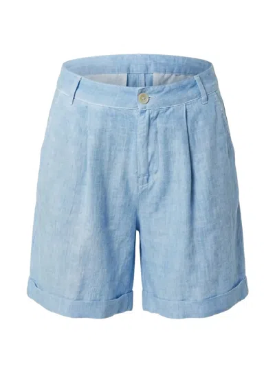 120% Lino Pleated Turn-up Shorts In Blue