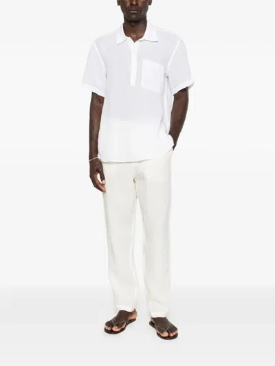 120% Lino Pocket Polo T-shirt In White