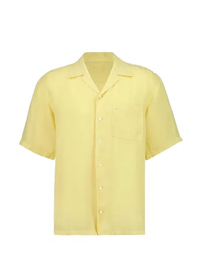 120% Lino Pocket Short-sleeve Shirt In Yellow
