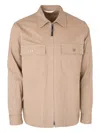 120% Lino Zip-up Cotton Overshirt In Brown