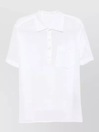 120% Lino Short-sleeves Chest-pocket Polo Shirt In White