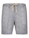 120% Lino Printed Bermuda Shorts In Blue