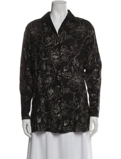 Pre-owned 120% Lino Printed Evening Jacket In Black