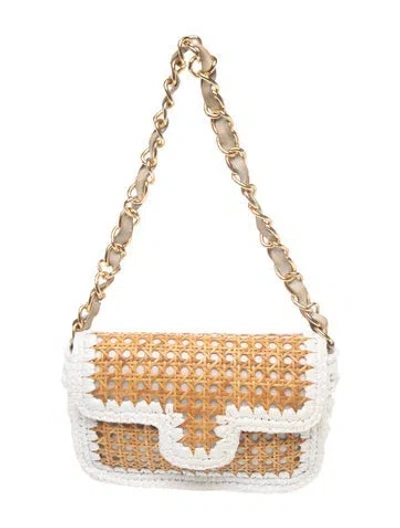 Pre-owned 120% Lino Raffia Shoulder Bag In Neutral