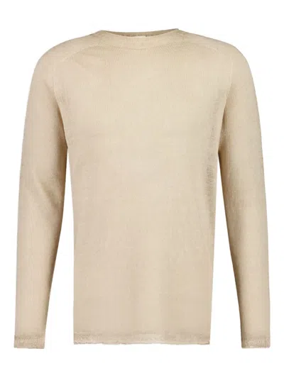 120% Lino Raglan-sleeve Crew-neck Sweater In Gray