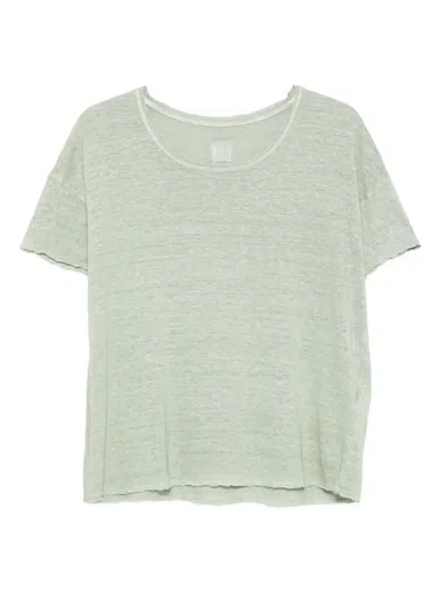 120% Lino Raw-edge Linen T-shirt In Green