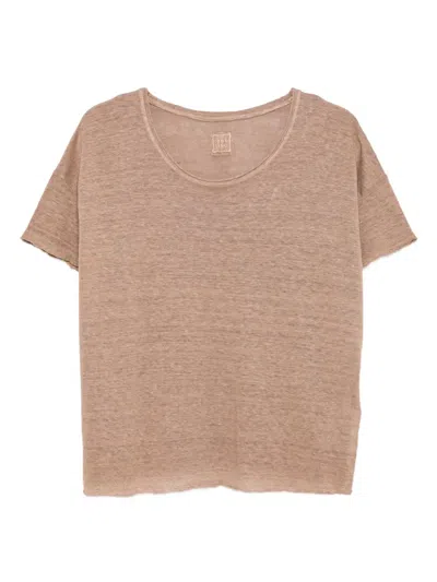 120% Lino Raw-edge Linen T-shirt In Multi