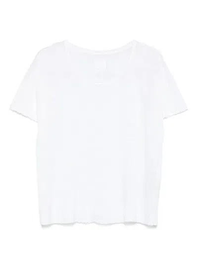 120% Lino Raw-edge Linen T-shirt In White