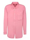 120% Lino Regular Fit Geranium Linen Shirt In Pink