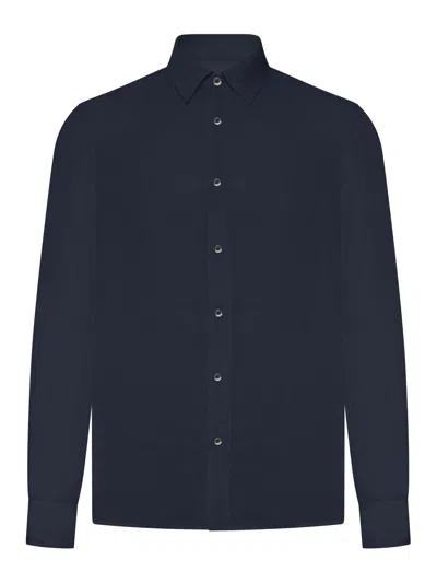 120% Lino Regular Fit Linen Shirt In Blue