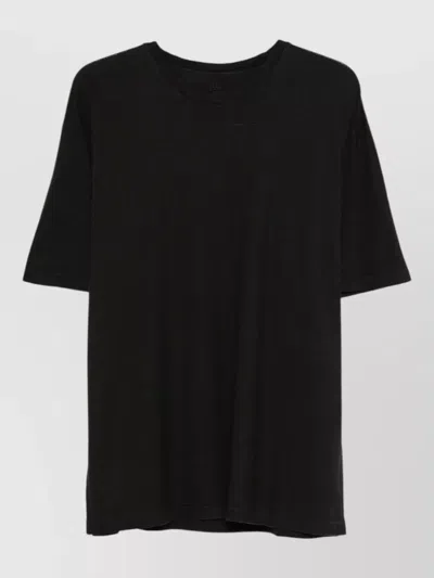 120% Lino Relaxed Fit Round Neck Short Sleeve T-shirt In Black