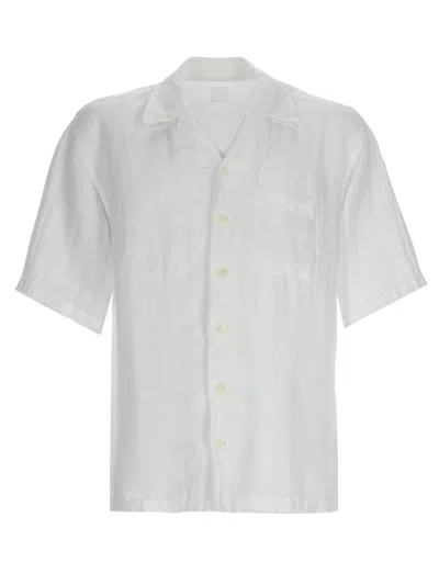 120% Lino Relaxed Linen Open Collar Casual Shirt In White