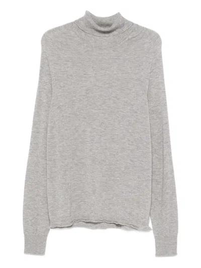 120% Lino Roll-neck Sweater In Gray