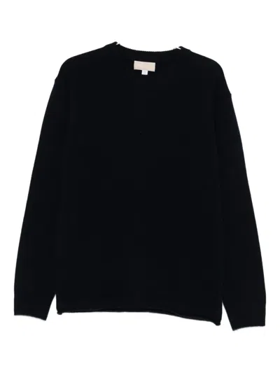 120% Lino Round-neck Jumper In Black