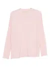 120% Lino Round-neck Long-sleeve Sweater In Pink