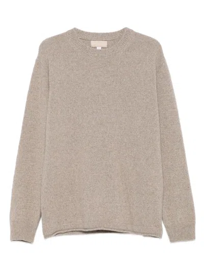 120% Lino Round-neck Sweater In Gray