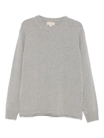 120% Lino Round-neck Sweater In Gray