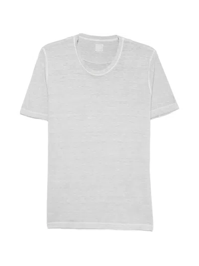 120% Lino Round-neck Short-sleeve T-shirt In Gray