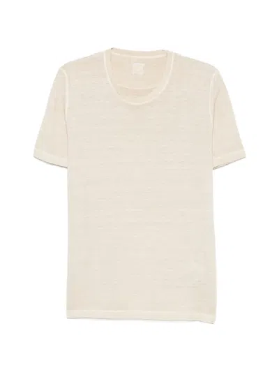 120% Lino Round-neck Short-sleeve T-shirt In Neutral