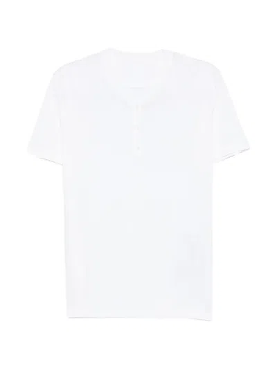 120% Lino Round-neck Short-sleeve T-shirt In White