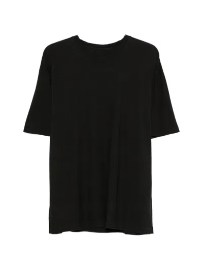 120% Lino Round-neck T-shirt In Black