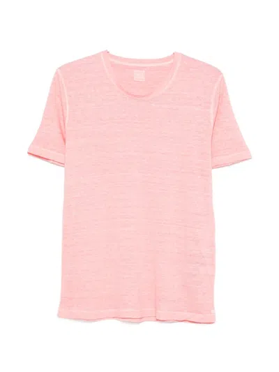 120% Lino Round-neck T-shirt In Pink