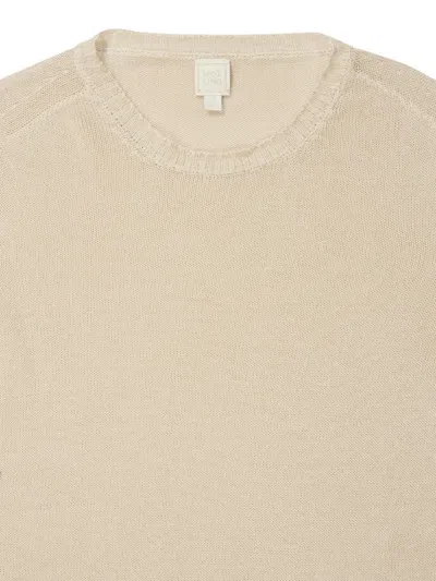 120% Lino Safari Knitted Long-sleeve Sweater In Brown