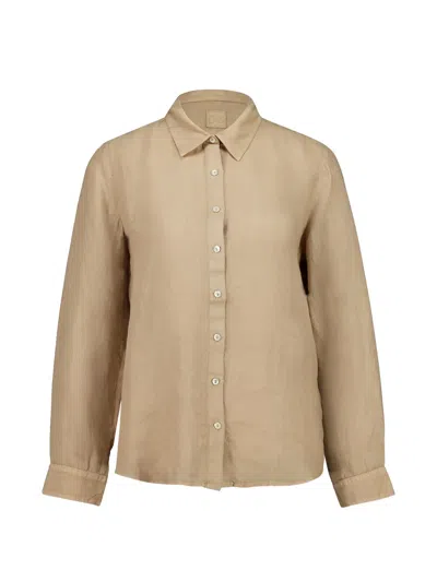120% Lino Savana Long-sleeve Shirt In Brown