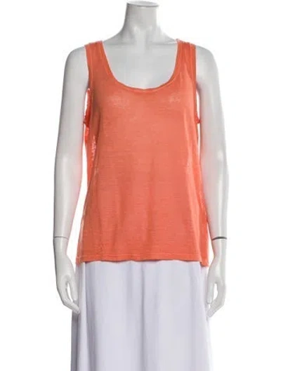 Pre-owned 120% Lino Scoop Neck Sleeveless Top In Orange