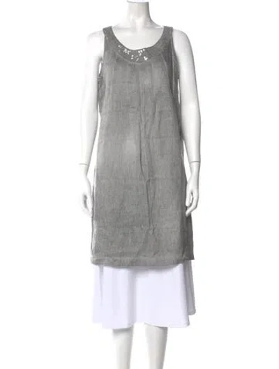 Pre-owned 120% Lino Scoop Neck Sleeveless Tunic In Gray