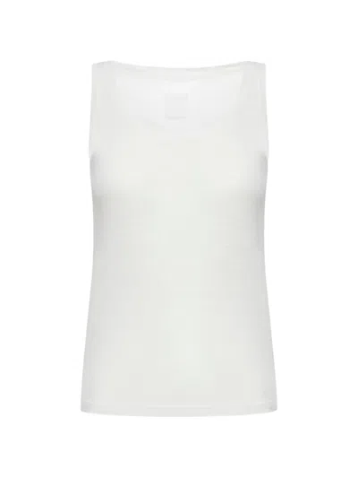 120% Lino Linen Top With Deep Neckline In White