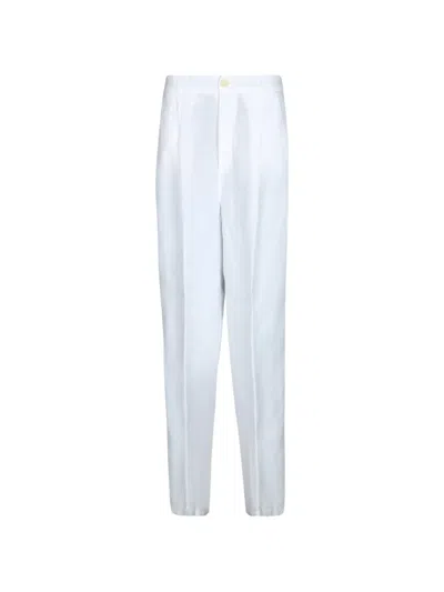 120% Lino Sequin-embellished Tailored Trousers In White