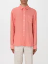 120% Lino Man Shirt Orange Size 3xl Linen In Orange
