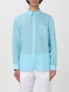 120% Lino Shirt  Men Color Gnawed Blue In Turquoise