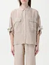120% Lino Linen Shirt In Sand