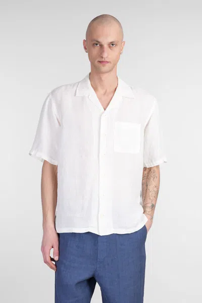 120% Lino White Linen Button-down Shirt
