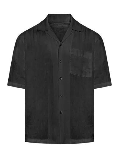 120% Lino Short Sleeve Men Shirt In Black