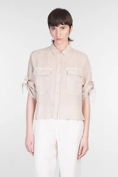 120% Lino Shirt In Taupe Linen In Neutral