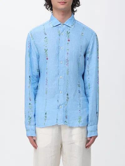 120% Lino シャツ  メンズ カラー アジュール In Blue