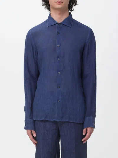 120% Lino シャツ  メンズ カラー ネイビー In Blue
