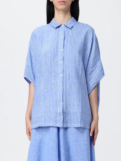120% Lino Shirt Woman  In Blue