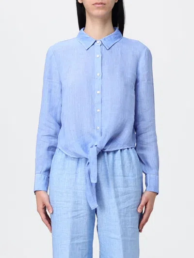 120% Lino Shirt Woman In Blue