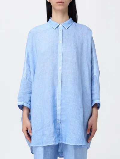 120% Lino Shirt Woman In Blue