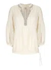 120% Lino Linen Blouse In Beige