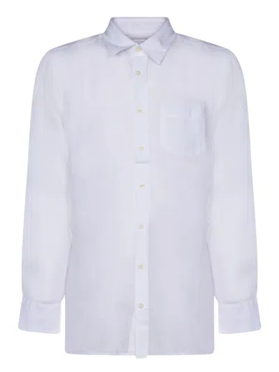 120% Lino White Linen Pocket Shirt