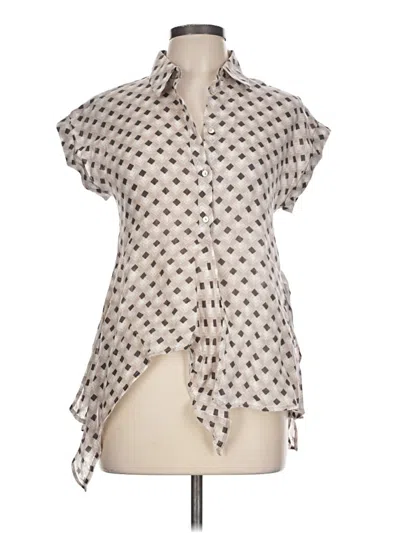 Pre-owned 120% Lino Short Sleeve Blouse In Ivory