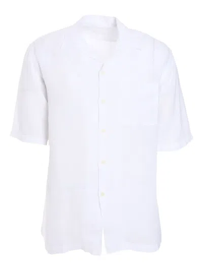 120% Lino Short-sleeve Linen Shirt In White