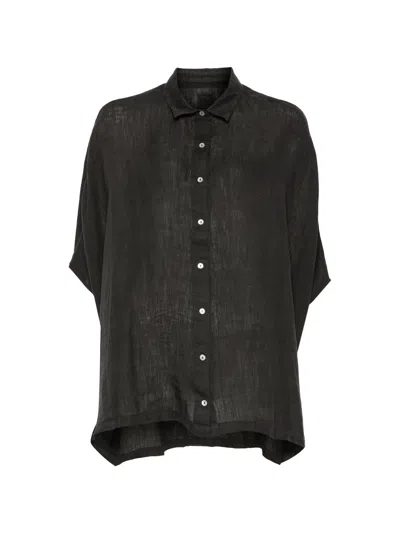 120% Lino Short Sleeve Shirt In Black