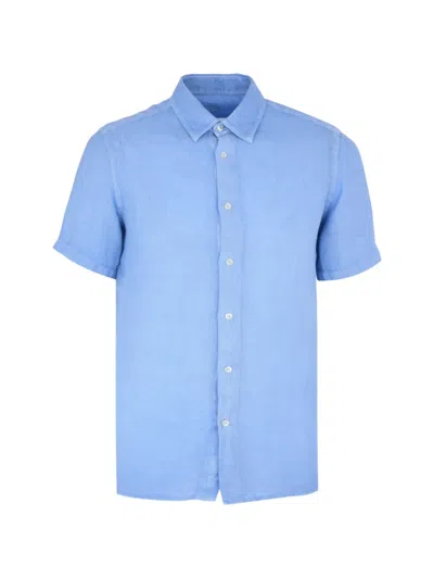 120% Lino Short-sleeve Shirt In Blue