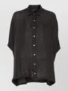 120% Lino Short Sleeve Shirt Collared Neck Loose Fit In Black